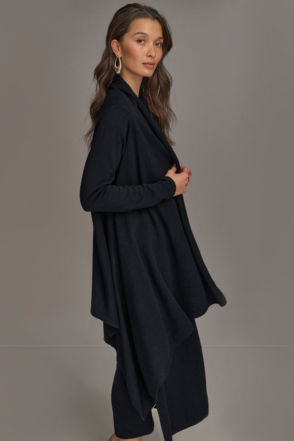 Donna Karan CASHMERE LONG SLEEVE CARDIGAN Black