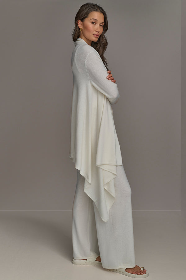 Donna Karan CASHMERE LONG SLEEVE CARDIGAN Cream