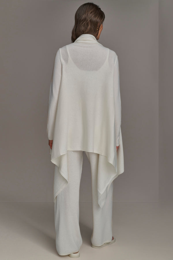 Donna Karan CASHMERE LONG SLEEVE CARDIGAN Cream
