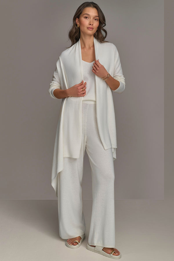 Donna Karan CASHMERE LONG SLEEVE CARDIGAN Cream