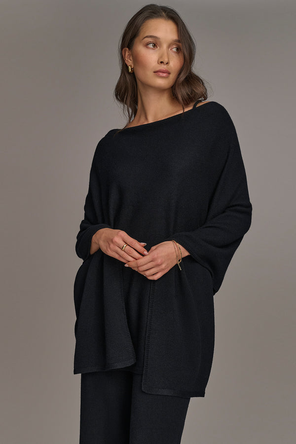 donna karan CASHMERE PONCHO Black