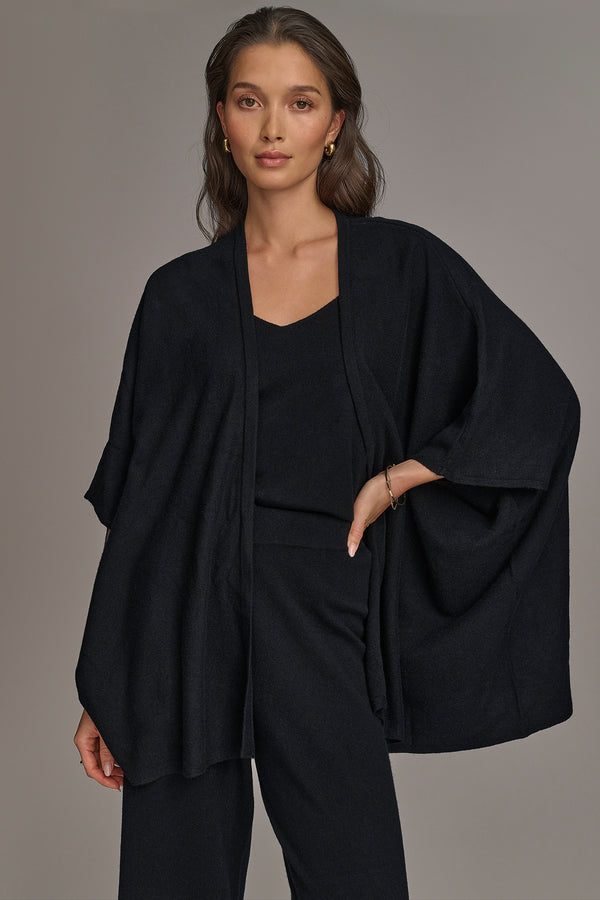 Donna Karan CASHMERE SHORT SLEEVE CARDIGAN Black