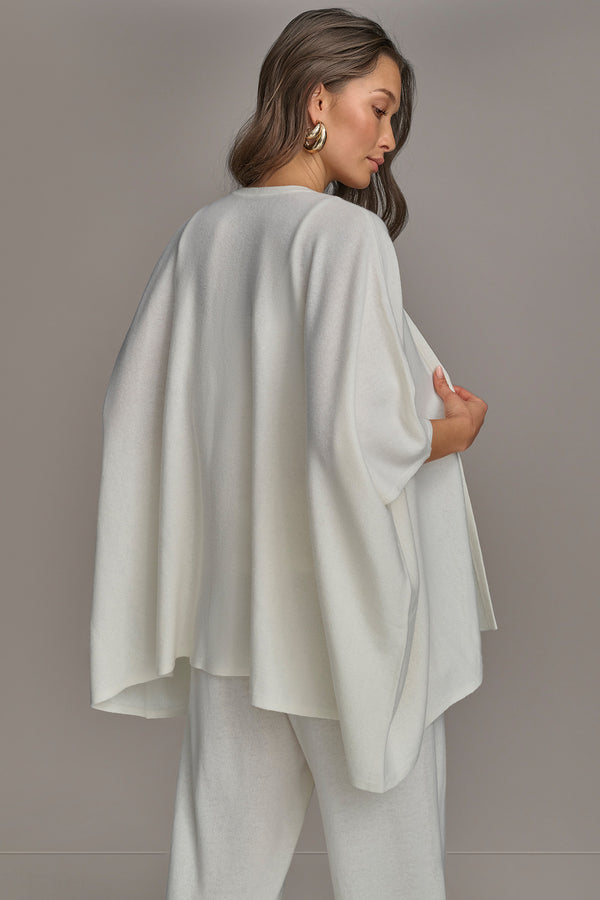 Donna Karan CASHMERE SHORT SLEEVE CARDIGAN Cream