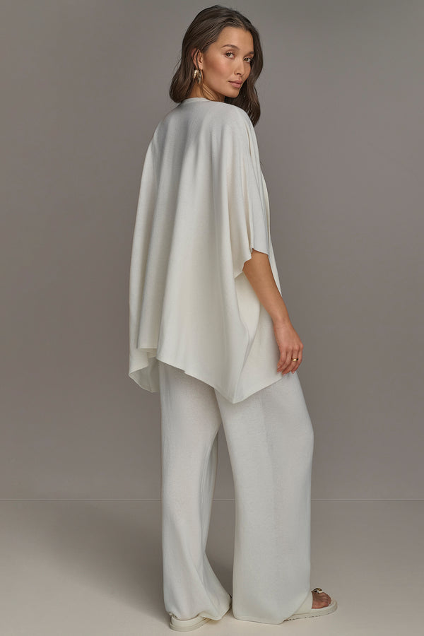 Donna Karan CASHMERE SHORT SLEEVE CARDIGAN Cream