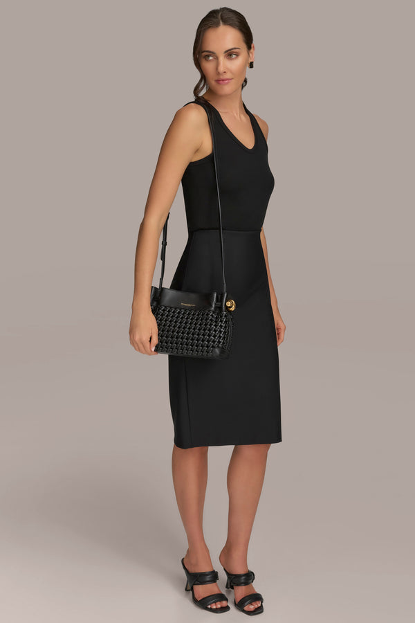 Donna Karan CASHMERE WOVEN CROSSBODY BAG Black