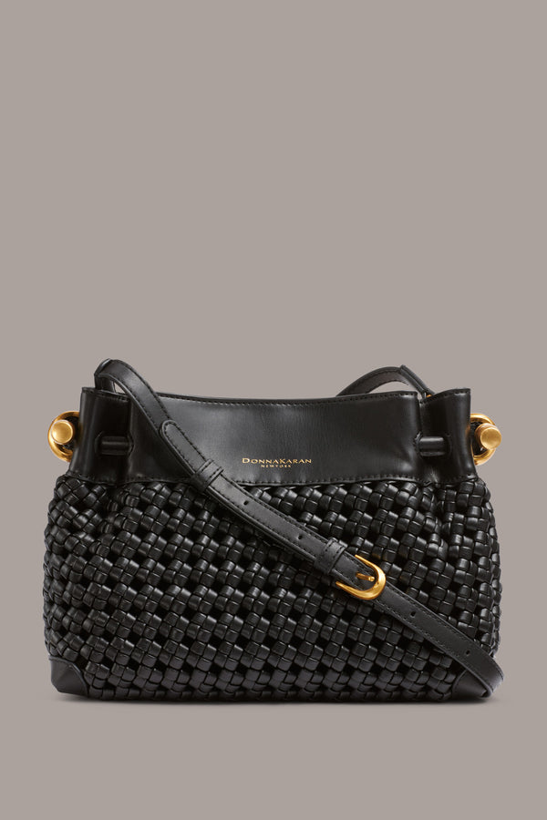donna karan CASHMERE WOVEN CROSSBODY BAG Black