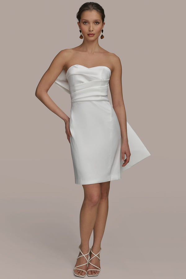 donna karan COCKTAIL DRESS WITH BACK BOW CREAM