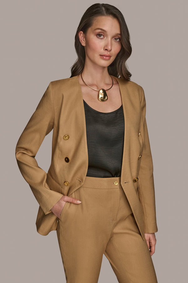 Donna Karan COLLARLESS JACKET HAZELNUT