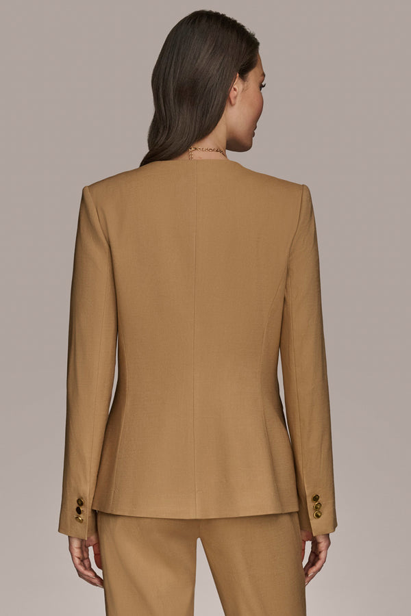 Donna Karan COLLARLESS JACKET HAZELNUT