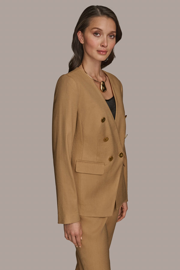 Donna Karan COLLARLESS JACKET HAZELNUT