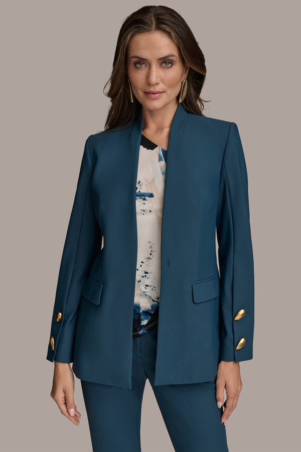 Donna Karan COLLARLESS SUIT BLAZER TIDE