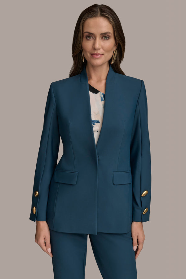 donna karan COLLARLESS SUIT BLAZER TIDE