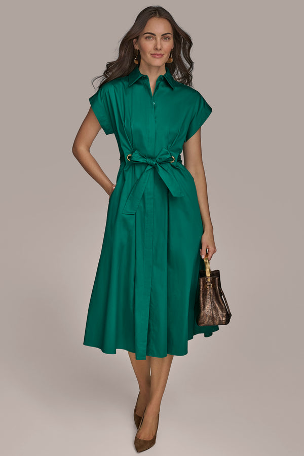 donna karan COTTON A LINE MIDI DRESS LAWN