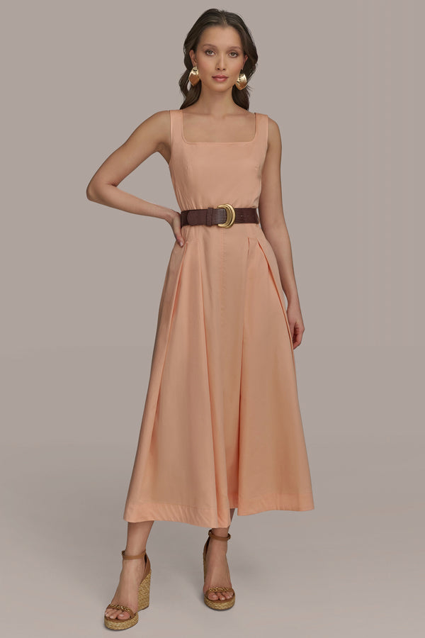 donna karan COTTON A LINE MIDI PEACH FUZZ
