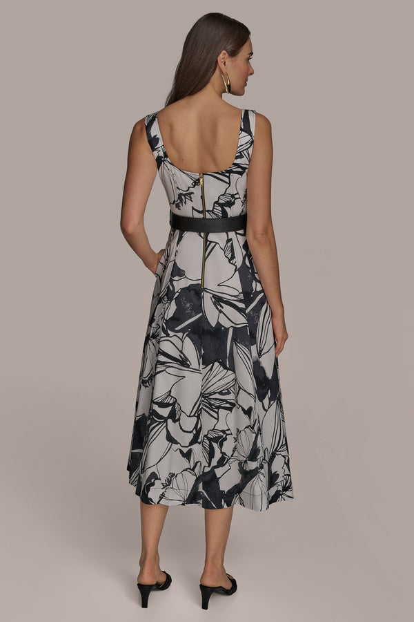 Donna Karan COTTON A LINE MIDI WITH BELT Black