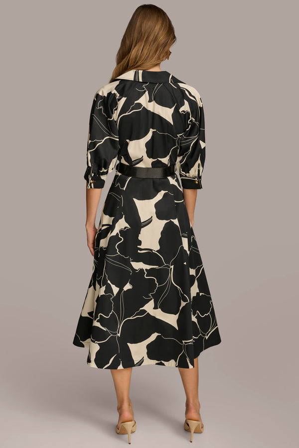 Donna Karan COTTON MIDI SHIRT DRESS Black