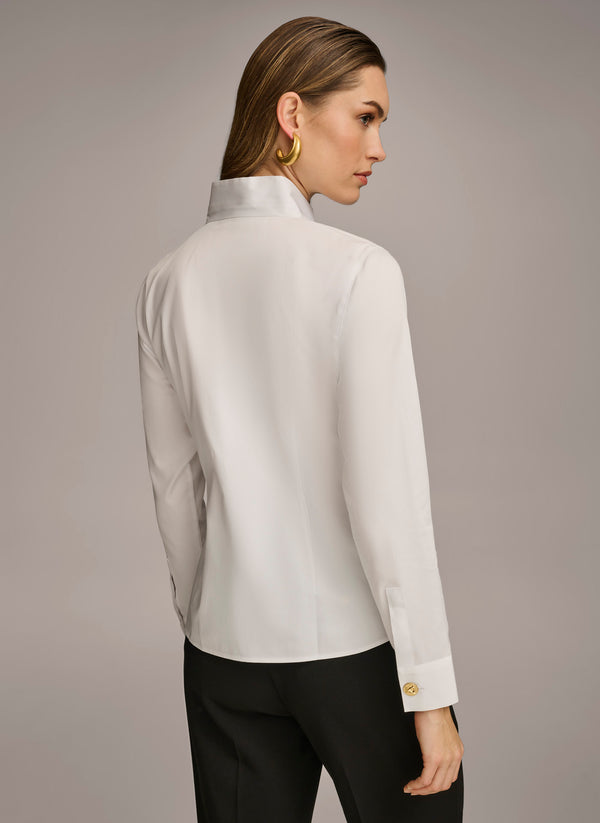 Donna Karan COTTON NOTCH COLLAR BUTTON DOWN White