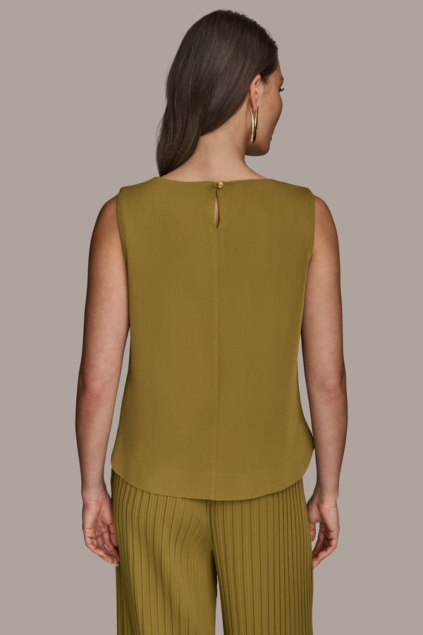 Donna Karan COWL NECK EMBELLISHED TANK SMOKY OLIVE
