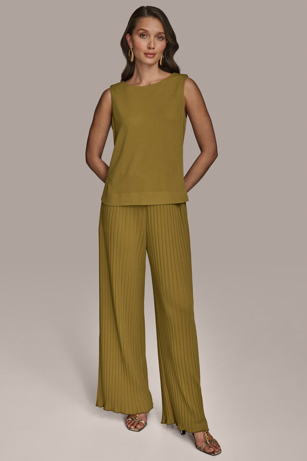 Donna Karan COWL NECK EMBELLISHED TANK SMOKY OLIVE