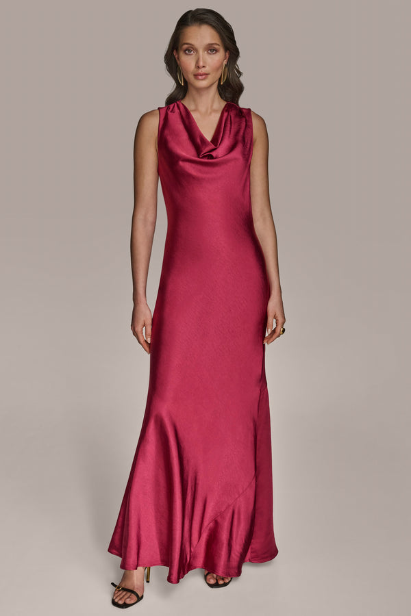 donna karan COWL NECK GOWN SANGRIA
