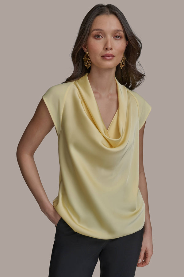 donna karan COWL NECK MIX MEDIA PANNA COTTA