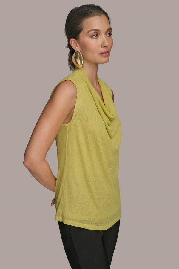 Donna Karan COWL NECK TOP Scuffed Citron
