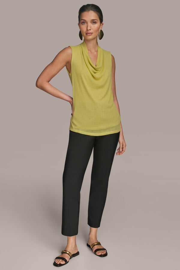Donna Karan COWL NECK TOP Scuffed Citron