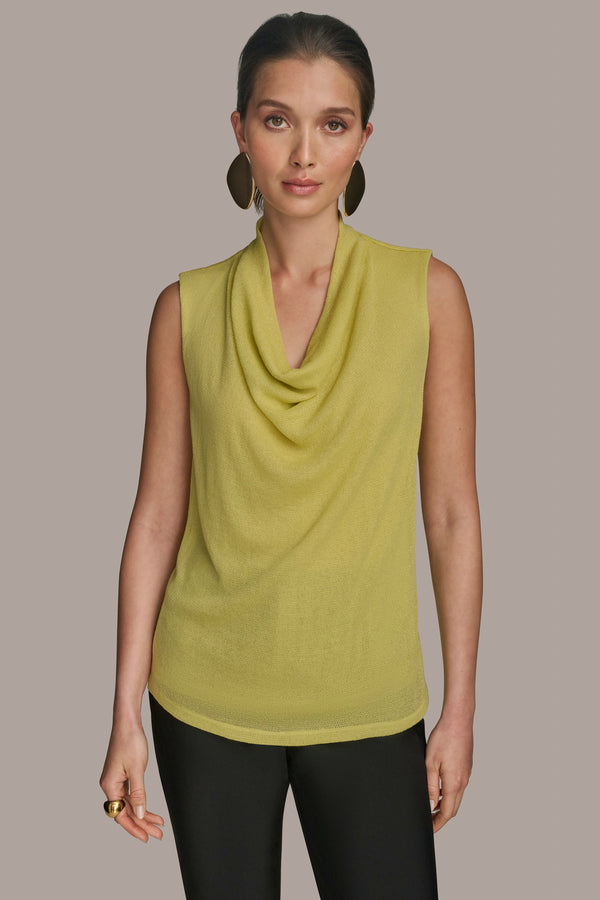 donna karan COWL NECK TOP Scuffed Citron