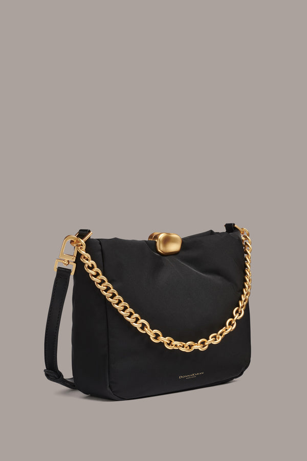 Donna Karan CREPE CROSSBODY BAG Black / Gold