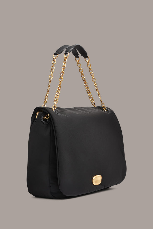 Donna Karan CREPE LARGE SHOULDER BAG Black / Gold