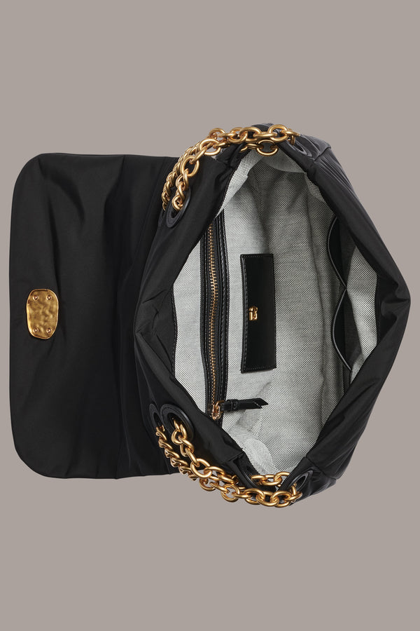 Donna Karan CREPE SHOULDER BAG Black / Gold