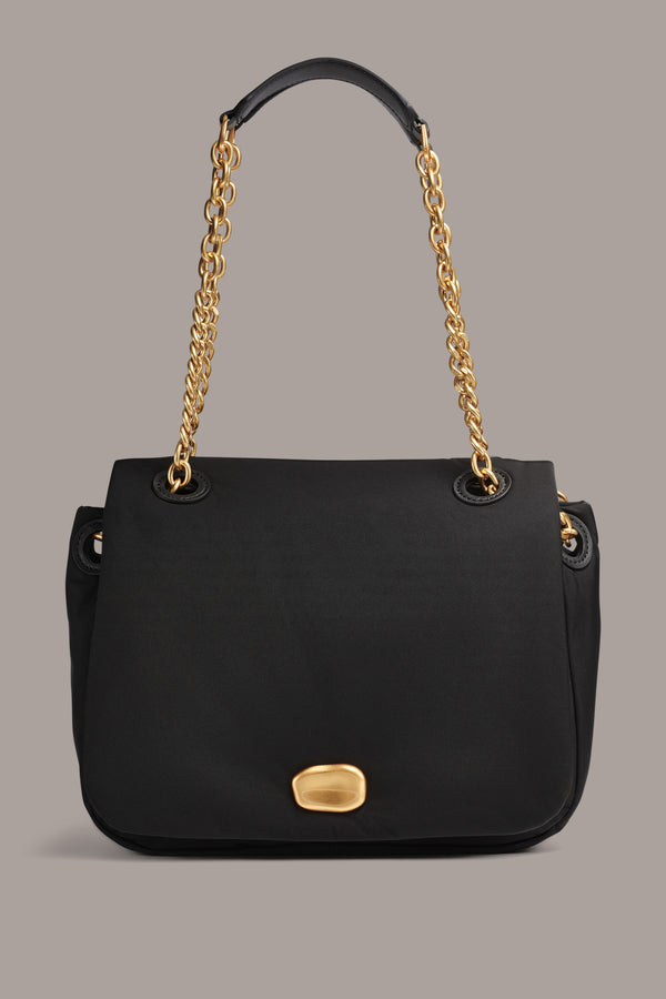donna karan CREPE SHOULDER BAG Black / Gold