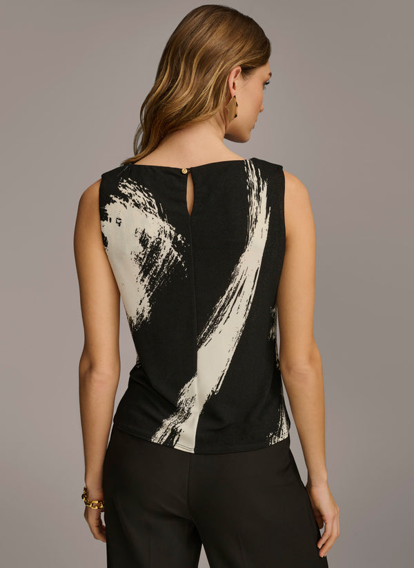 Donna Karan CREW NECK LAYERING KNIT Black/Cream