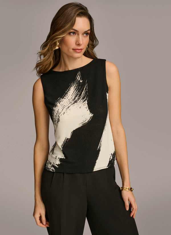 Donna Karan CREW NECK LAYERING KNIT Black/Cream