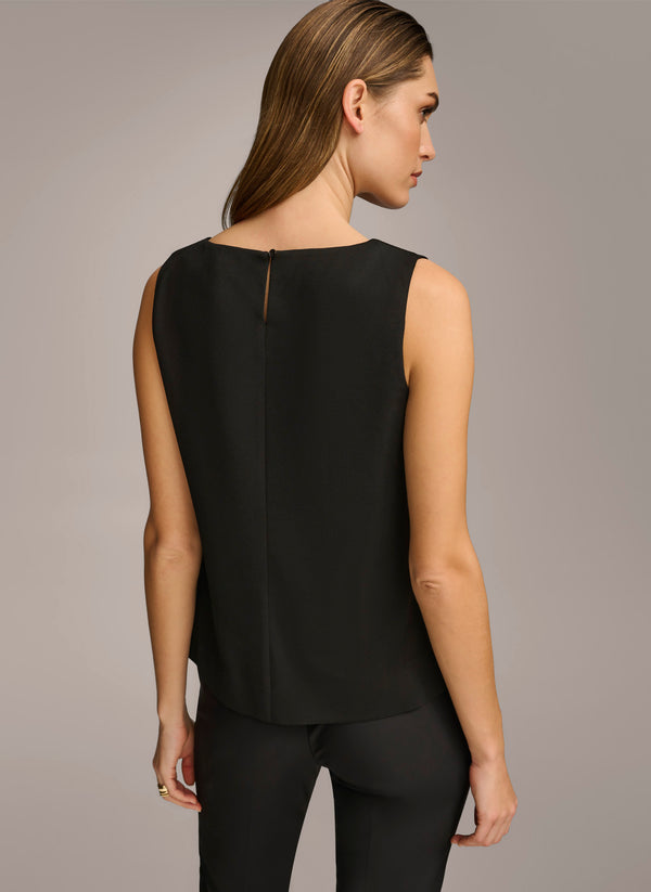 Donna Karan CREW NECK LAYERING KNIT TOP Black