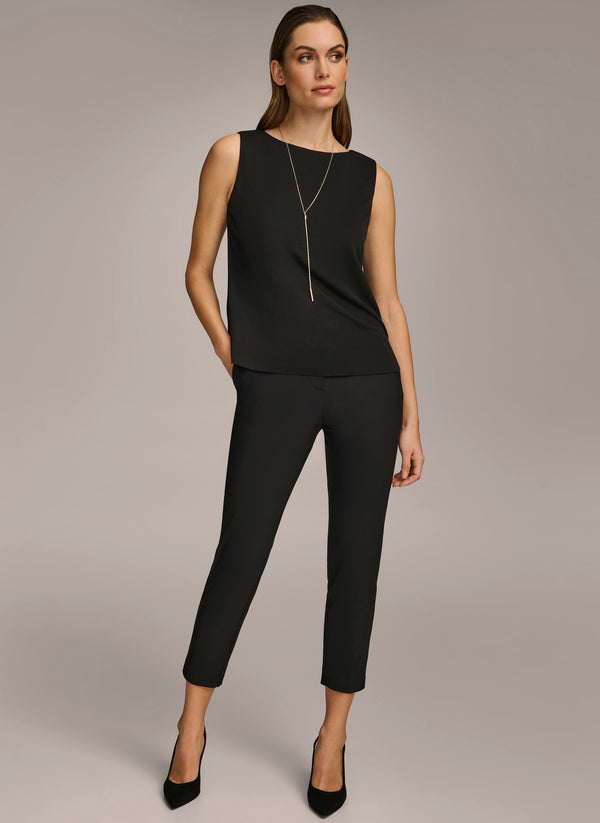 Donna Karan CREW NECK LAYERING KNIT TOP Black