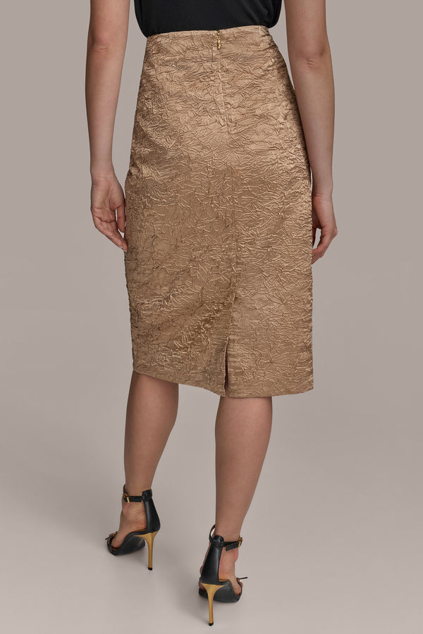 Donna Karan CRINKLE PENCIL SKIRT Hazelnut