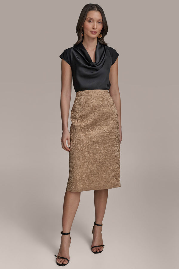 Donna Karan CRINKLE PENCIL SKIRT Hazelnut