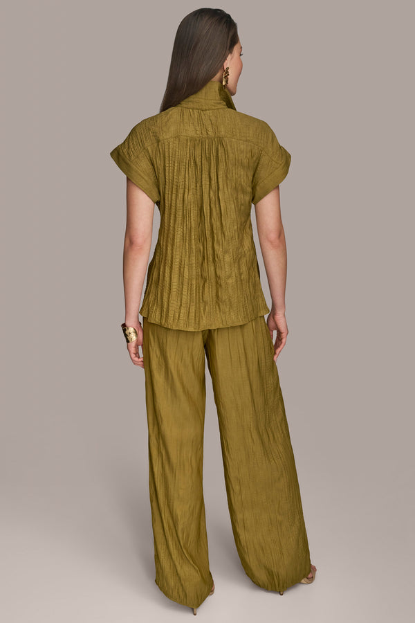 Donna Karan CRINKLED POPOVER TOP Smokey Olive