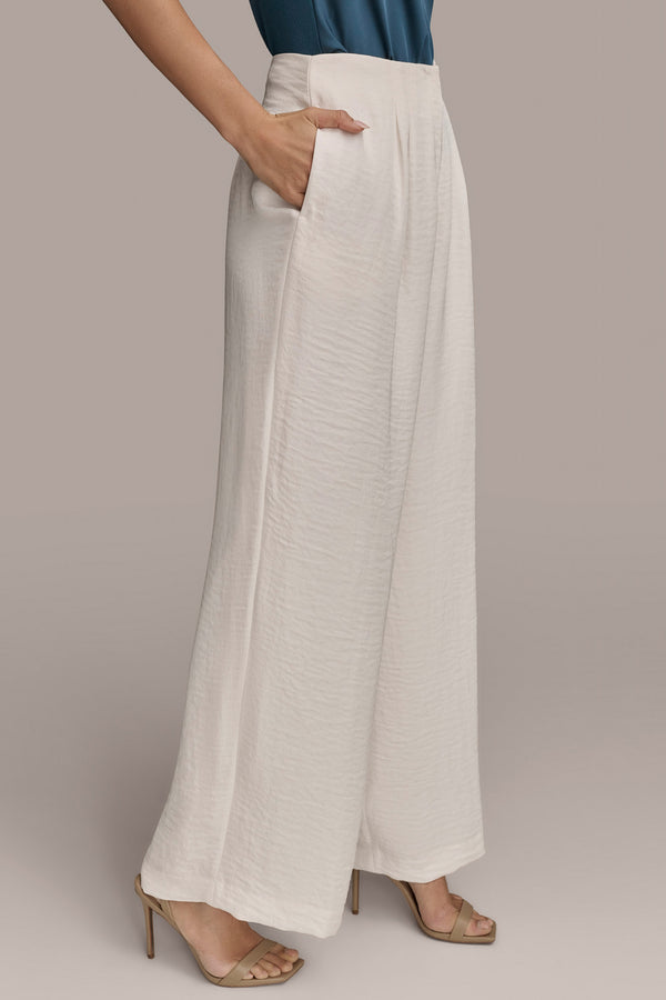 Donna Karan CRINKLED WIDE LEG PANT Cream