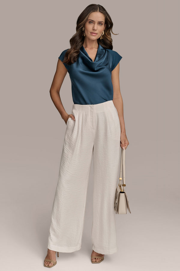 Donna Karan CRINKLED WIDE LEG PANT Cream