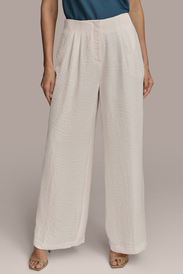 donna karan CRINKLED WIDE LEG PANT Cream