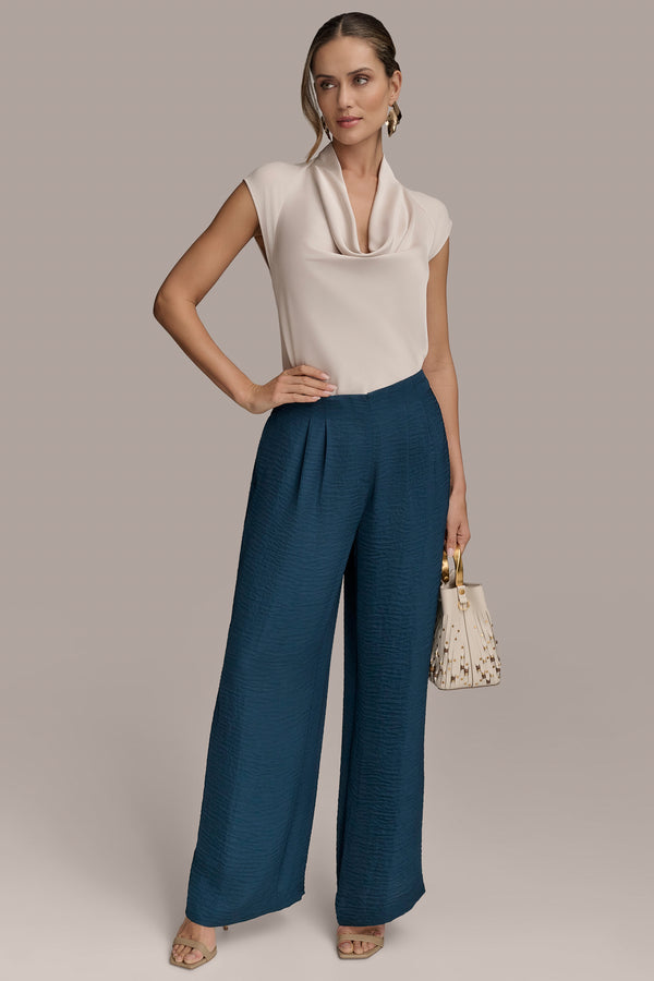 Donna Karan CRINKLED WIDE LEG PANT Tide Navy