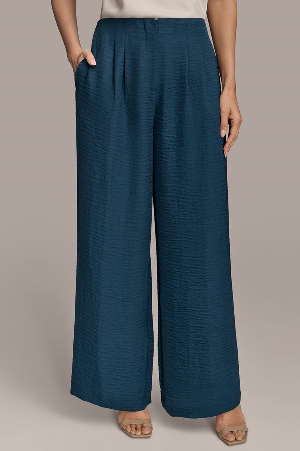 donna karan CRINKLED WIDE LEG PANT Tide Navy