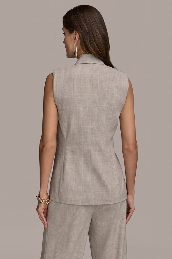 Donna Karan DOUBLE-BREASTED VEST Sand Multi