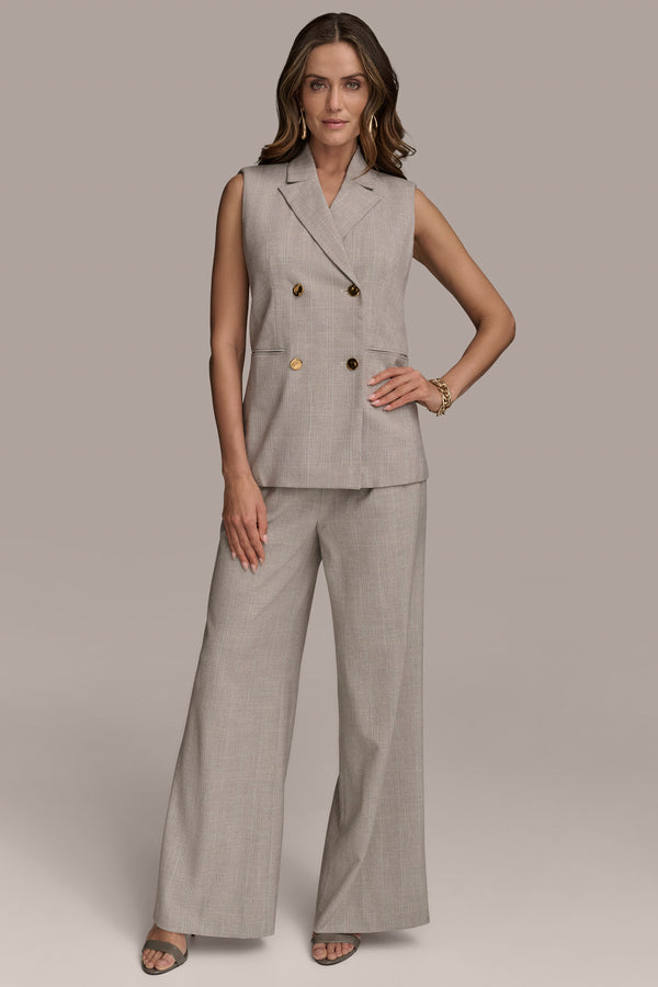 Donna Karan DOUBLE-BREASTED VEST Sand Multi