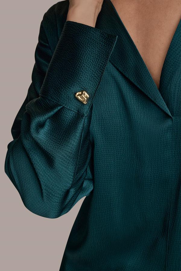 Donna Karan DRAPED V-NECK TOP HUDSON