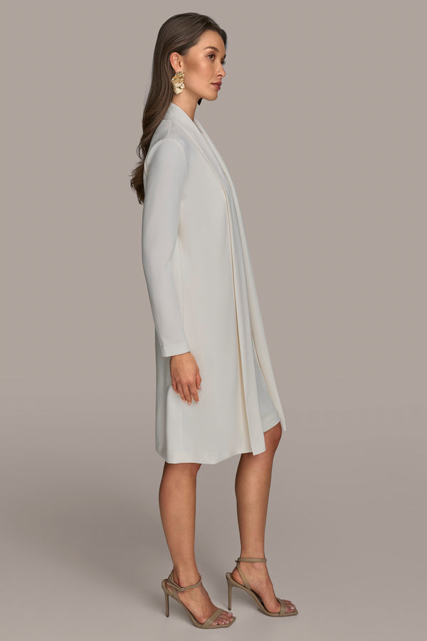 Donna Karan DRESS AND LONG CARDIGAN SET Cream