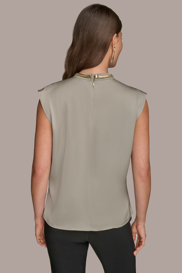 Donna Karan EMBELLISHED TWIST FRONT TOP HUDSON