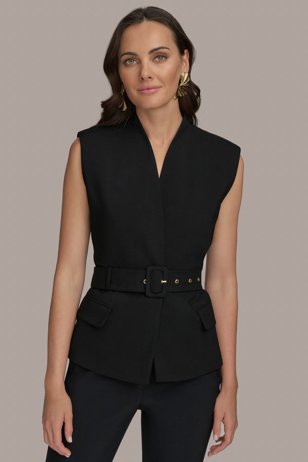 donna karan EXTENDED SHOULDER VEST Black